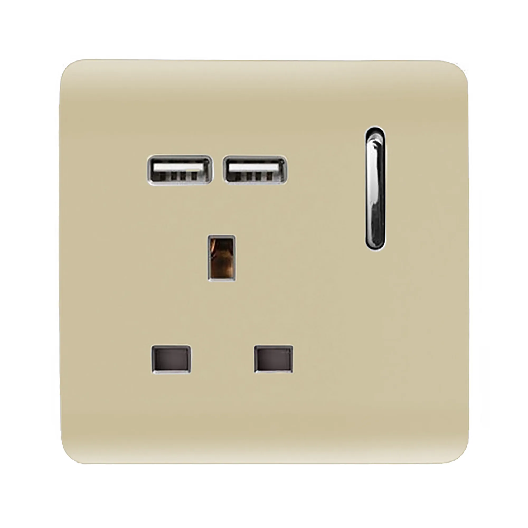 ART-SKT13USBGO  1 Gang 13Amp Switched Single Socket With 2 x USB Champagne Gold